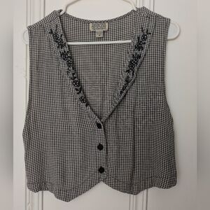 Black + Gray Vintage Gingham Vest